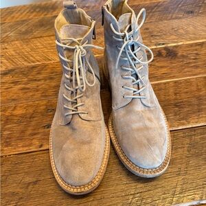 Vince Women's Light Tan Suede Lace Up Boots